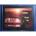 Framed Talbot Whale Sunset Poster, 31 x 24 in.